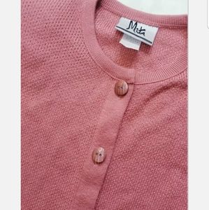 SOLD Vintage Mita USA Size 8 Med Knit Librarian Cardigan With Shoulder Pad Peach